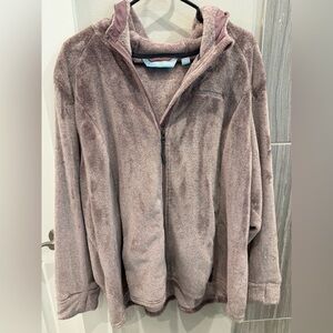 Free Country Women’s Fleece Hoodie Jacket 2X Taupe Full Zip Soft Cozy